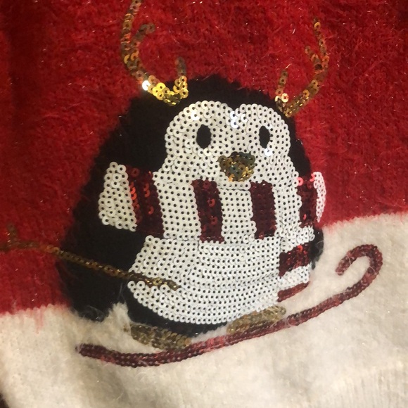 Fuzzy Penguin Christmas Sweater - Picture 2 of 7